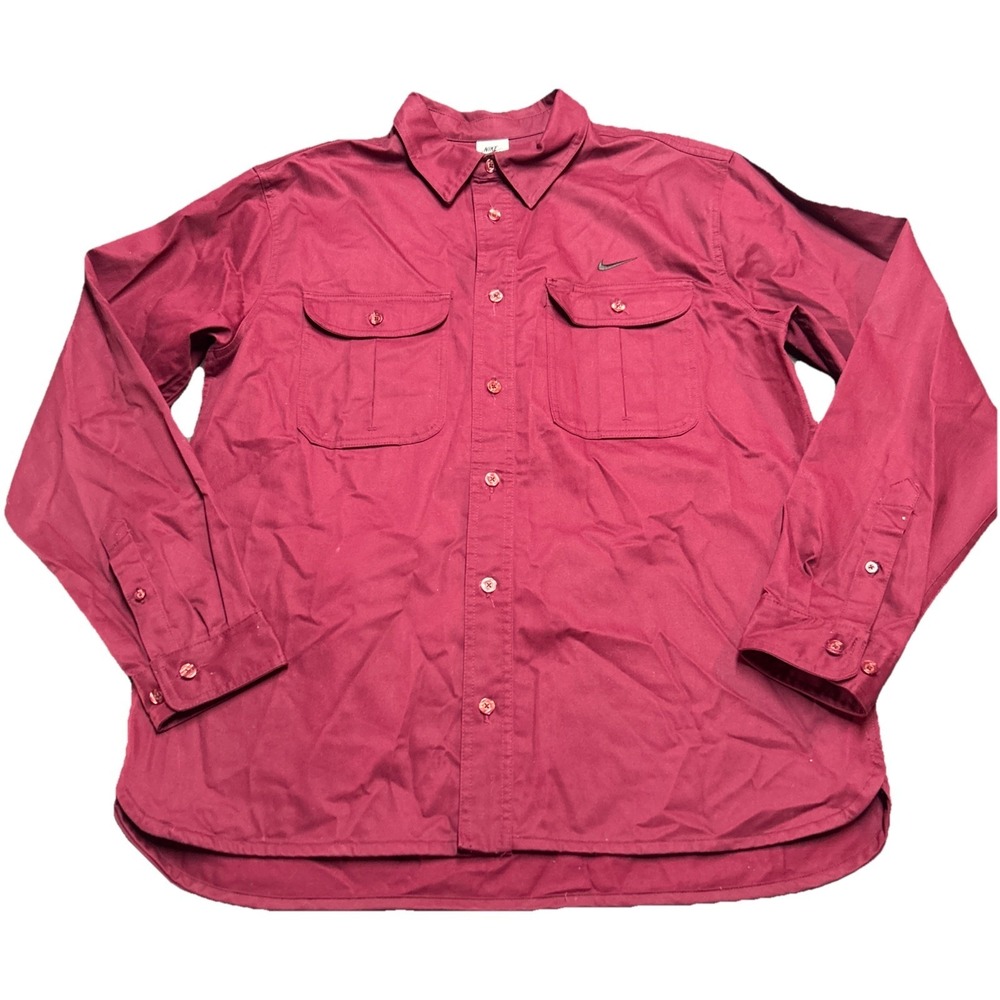 Nike SB Skate Shirt Men L Heavyweight Red Long Sleeve Light Jacket